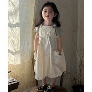 2024 ins 韓国風子供服  ベビー服  サロペットワンピース   女の子  可愛い 袖なし 大きなポケット 2色