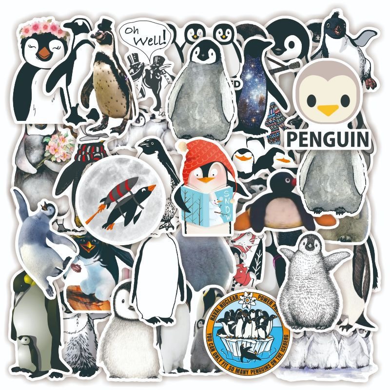 50枚入 可愛い ペンギン ステッカー  手帳素材 動物 装飾ステッカー 防水シール  ペンギン雑貨