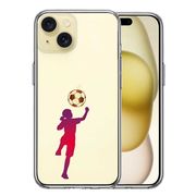 iPhone 15 Plus 側面ソフト 背面ハード ハイブリッド クリア ケース サッカー ヘディング 女子