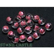 【彫刻ビーズ】水晶 10mm (ピンク彫り) ハイビスカス (20個セット) (数量限定商品)