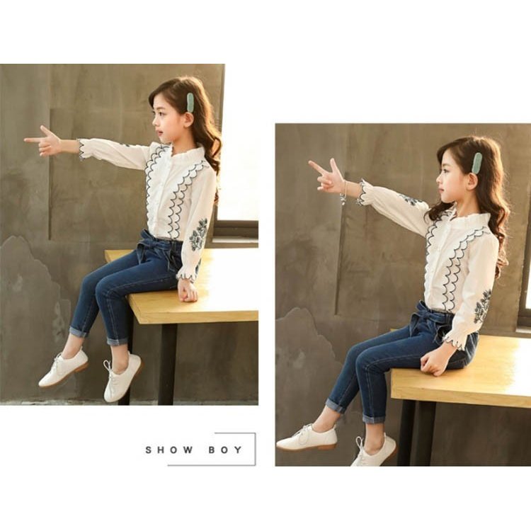 子供服 セットアップ 韓国子供服 女の子 ジュニア キッズ 上下セット 2点セット 長袖 刺繍トップス