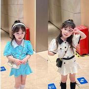 女の子スーツ    韓国風子供服    キッズ服   トップス +スカート   2点セット