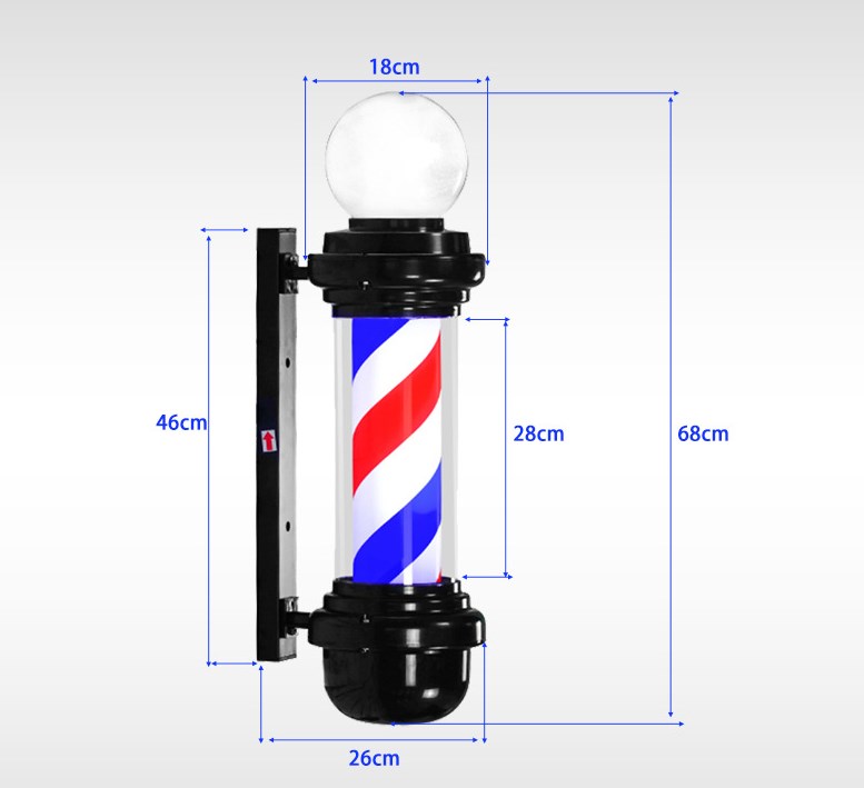 LEDサインポール インテリア 理容店 理髪店 美容室 散髪 壁掛け 床屋 デザイン barber 理容室