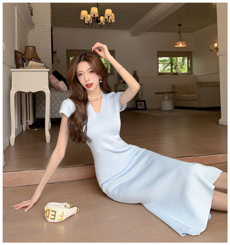 一味違っている 韓国ファッション Ｖネック sweet系 ロングスカート スリム セクシー タイトスカート