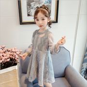 ガールズドレス 春と秋の新しいスタイル 韓国の子供服 ファッション かわいいレースのプリンセスドレス