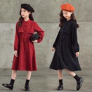 冬の子供服 コーデュロイ 韓国のペチコート 長袖のドレス 暖かい