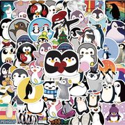 50枚入 可愛い ペンギンステッカー  シール フレークシール 手帳 日記 アルバム 手作り  ペンギン雑貨