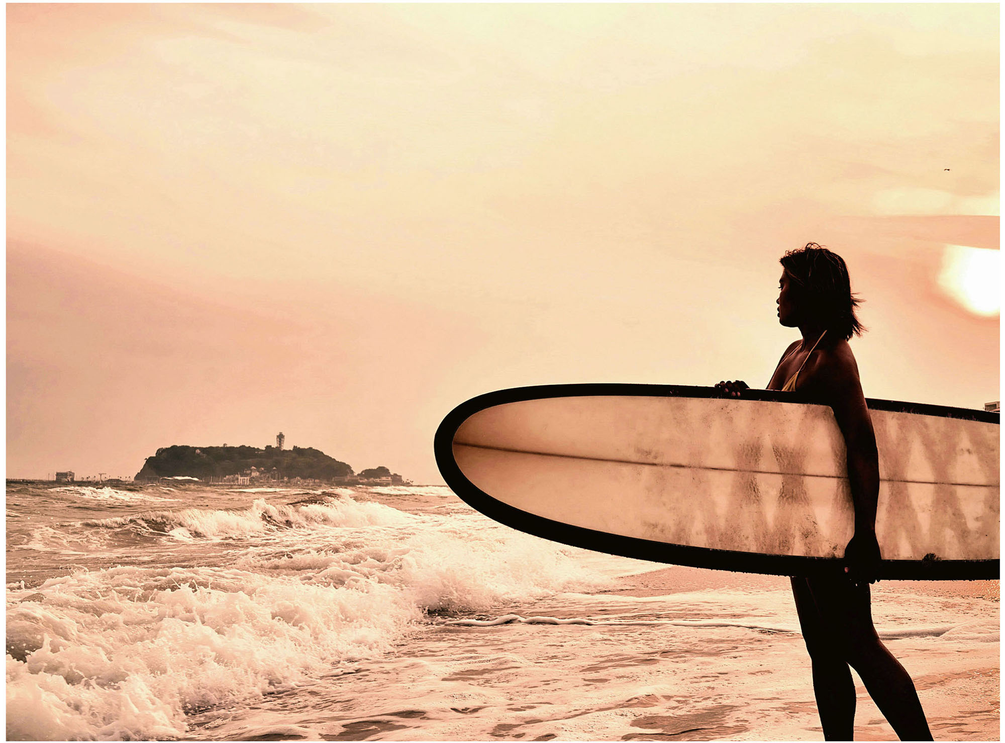ガラスアートピクチャー SHONAN LOCAL SURFER　写真/フォト/風景/海