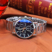 鋼ベルト腕時計男性ブルーレイ腕時計クオーツ男性腕時計