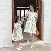 2024新作 韓国子供服  親子女の子 半袖ワンピース80-140cm