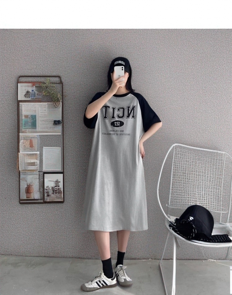 【予約222910】大きいサイズ春夏新作 韓国 レディース ファッション   Tシャツワンピース  LL-4L