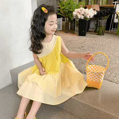 春夏新作 韓国風子供服 3-8歳ガールズ ワンピース ワンピ ジャンパースカート ギャザースカート 90-140