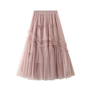 ★全4色★　ロングスカート　リボンスカート　フレアスカート　韓国ファッション