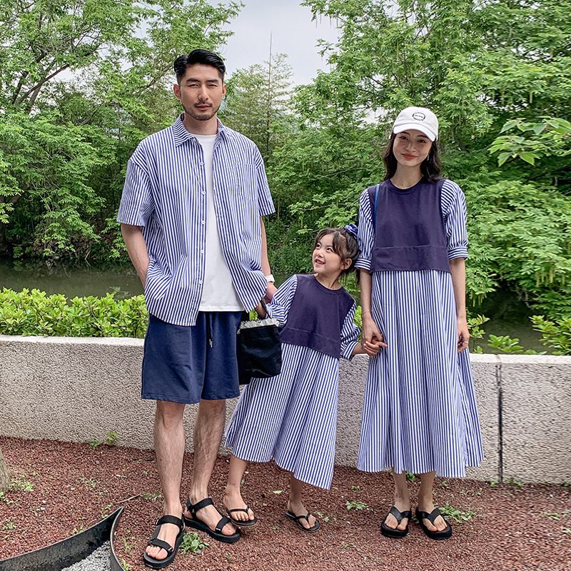 2024年夏新作★子供服★親子服  シャツ ワンピース  ツーピース★80-140cm／大人サイズ
