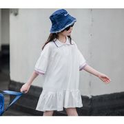 韓国子供服 親子 お揃い ワンピース シャツワンピース ポロシャツ フリルワンピース コットン 夏 リゾート
