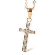 ステンレス ネックレス クロス 十字架 ジルコニア ピンクゴールド レディース メンズ アクセサリー