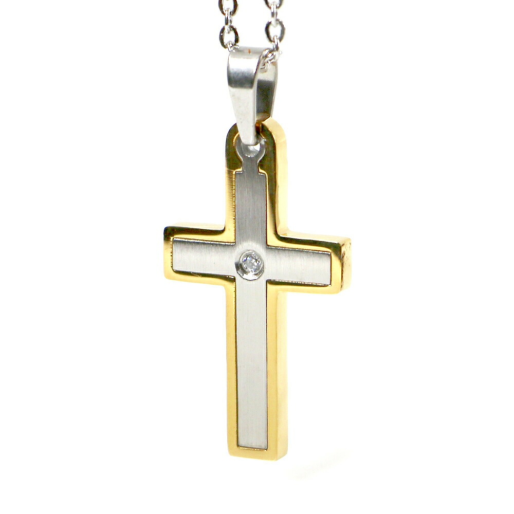 ステンレス ネックレス 十字架 クロス シルバー ゴールド レディース メンズ アクセサリー