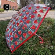 キッズ 傘 雨傘 長傘 手開き傘 子供用 全面透明 雨傘 雨具 グラスファイバー 2面透明