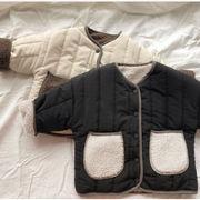 2024年冬、新しいスタイル、男の子と女の子の綿のジャケット、子羊のウールのコート
