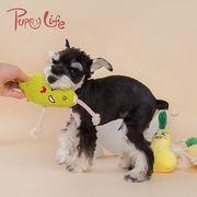 ペットの犬のおもちゃ、果物の形+結び目犬の咀嚼インタラクティブおもちゃ、響くおもちゃ