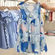 韓国の子供服、2024年夏の新しいガールズドレス、プリントされたノースリーブのドレス、子供用タンクトップ