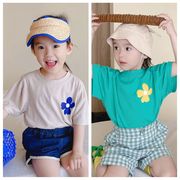 韓国の子供服、2024年夏の新しい半袖、女の子の韓国プリント半袖、子供用Tシャツボトミングシャツ