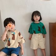 韓国の子供服、子供用夏の新しい半袖、アニマルプリントのコットンTシャツ