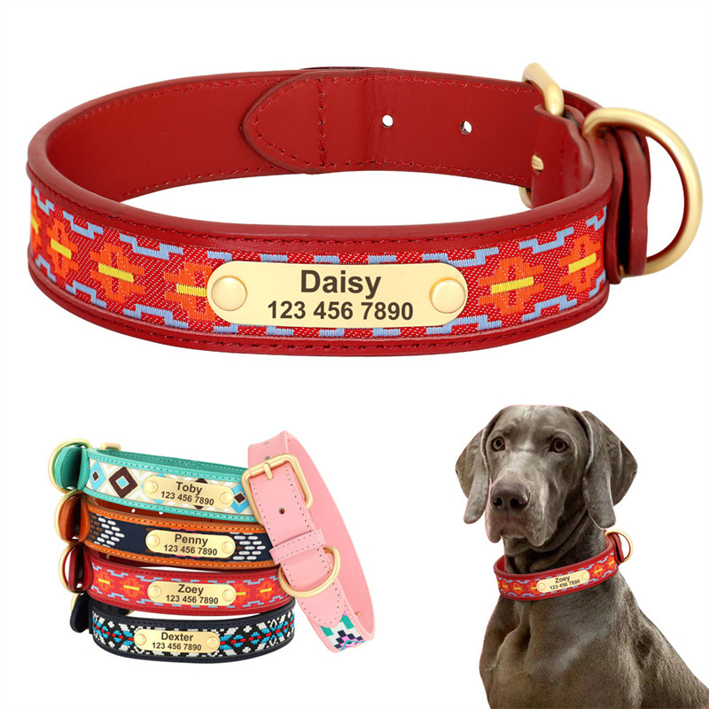 犬の首輪、小さな犬の首輪、小、中、大の犬用首輪、ペットの紛失防止ドッグタグを刻印することができます