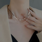 ネックレス メス 2層スネークボーンチェーン シンプルなスタイル 用途の広いデザイン 鎖骨ネックレス