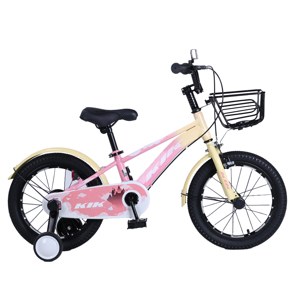 「K.I.K」ZFJ高品質 子供用自転車 16インチ（ピンク）補助輪付き