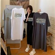 【予約223236】大きいサイズ春夏新作 韓国 レディース ファッション プリント  Tシャツ ワンピース LL-4L