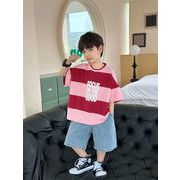 【2024新品】子供服    ベビー服     キッズ    男の子    Tシャツ   トップス   半袖     90-140cm    2色