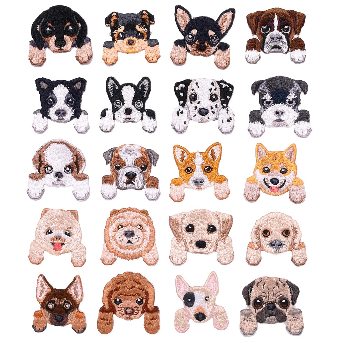 20色 犬刺繍 アイロン ワッペン アップリケ 刺繍ワッペン 動物 秋田犬