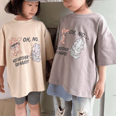 韓国風子供服 男女 キッズ カジュアル ゆったり 子供服 兎 Tシャツ トップス 80-140cm 2色