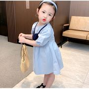 韓国子供服 ワンピース 夏 五分袖 女の子 ロング丈 子供ドレス 切り替え リゾート おしゃれ 子ども服