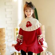韓国子供服 ニットワンピース 親子 お揃い セーター ワンピース 秋冬 女の子 ロング丈 フレアスカート