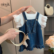 2024新作 韓国風  ベビー服  子供服  女の子  袖なトップス+ストラップスカート 分けて販売  90-140cm