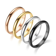 4色 ステンレス鋼 指輪 2mm 指輪 レディース メンズ リング ファッションアクセサリー