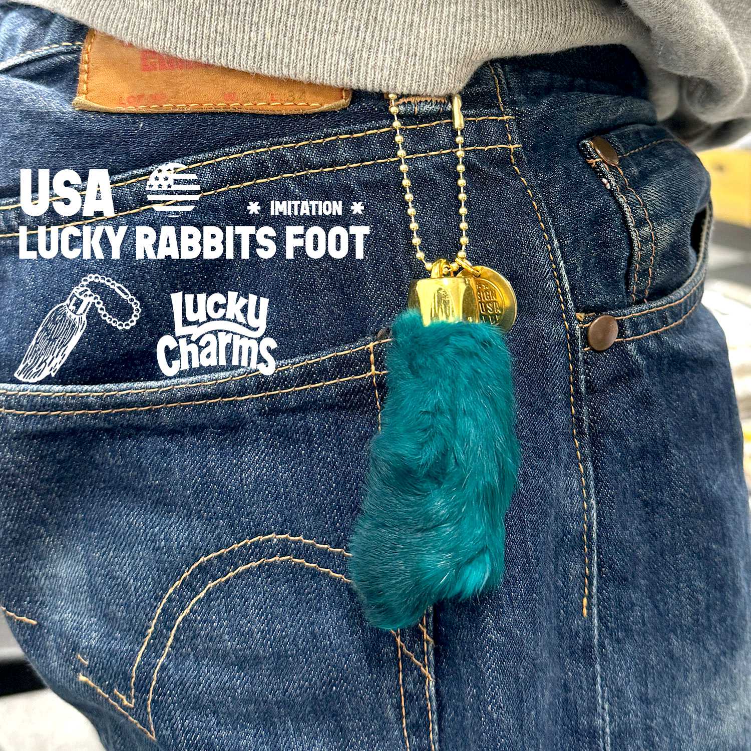 USA製 ヴィンテージラビットフット ラッキーチャーム リアルラビット