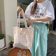 花柄トートバッグ　帆布バッグ　エコバッグ　韓国ファッション　デザイン　春夏　大容量