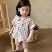 【2024夏新作】韓国風子供服 ベビー服 キッズ 男女兼用 おしゃれ 半袖 ロンパース