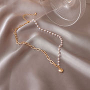 ファッション 非対称 真珠のネックレス ハート型 ペンダント ネックレス