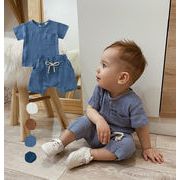 ins 夏新作　ベビー服　半袖Tシャツ　ショートパンツ　セットアップ　カジュアル　涼しげ　無地　快適