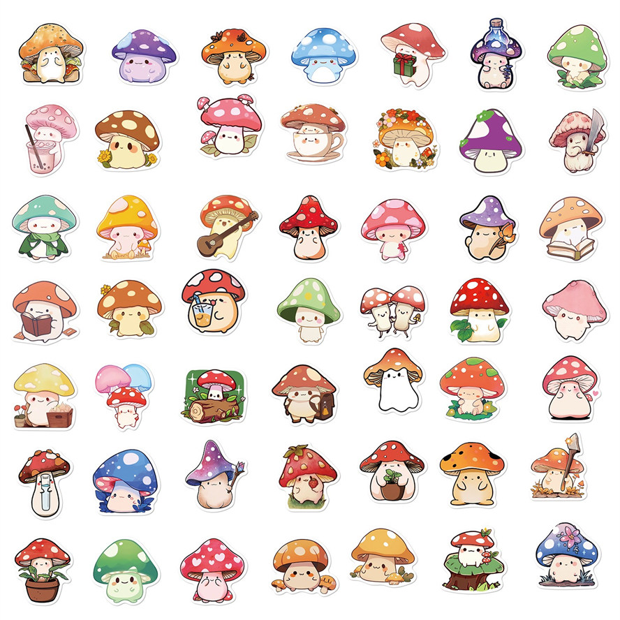 50枚入り かわいい キノコのステッカー キノコのエルフ シール 手帳