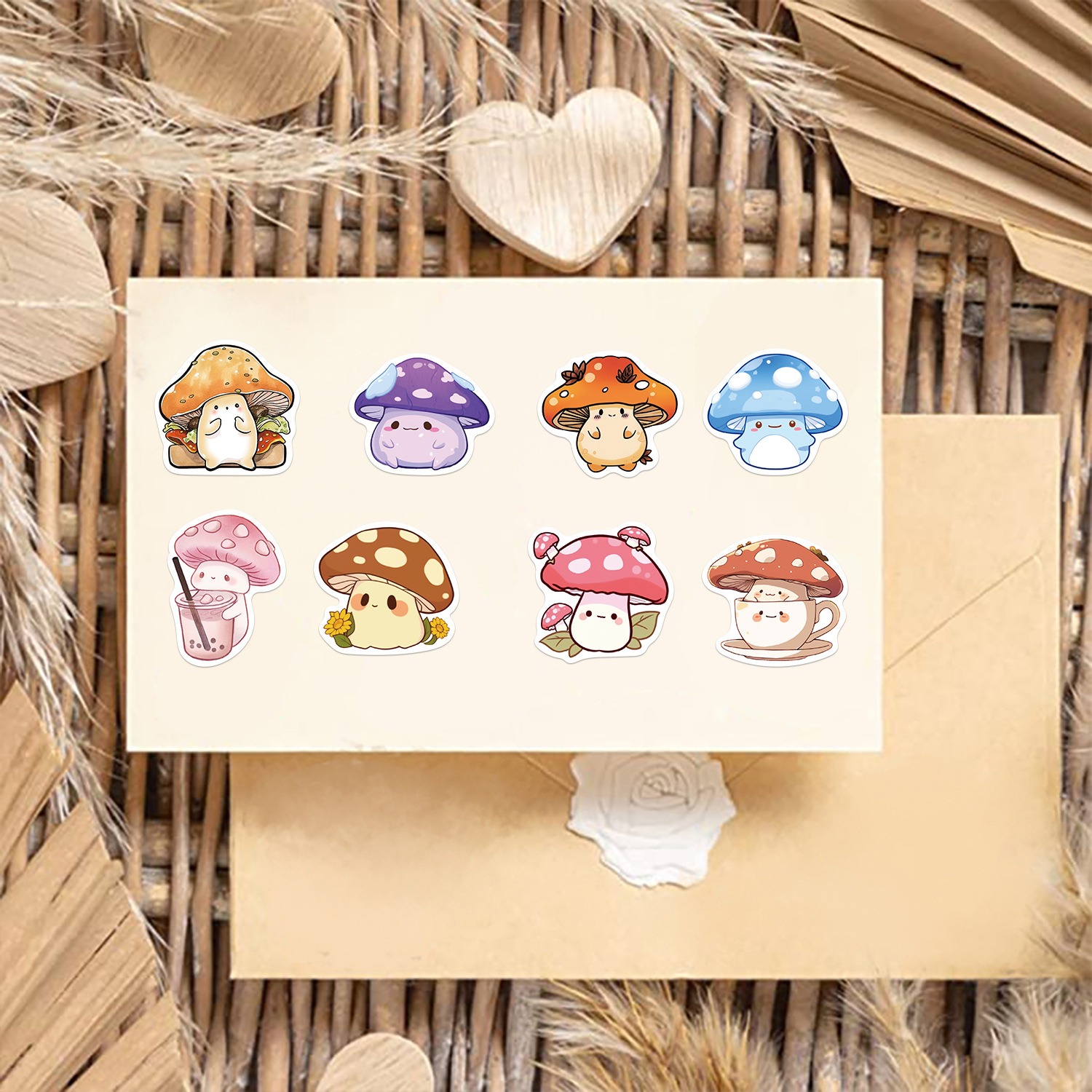 50枚入り かわいい キノコのステッカー キノコのエルフ シール 手帳