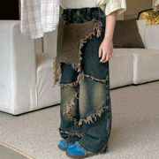 子供服　90~150cm　キッズデニムパンツ　ビンテージロングパンツ　韓国キッズ服