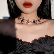 ネックレス女性の短い鎖骨気質黒のネックチェーンフラワーシンプルでセクシーなネックレス