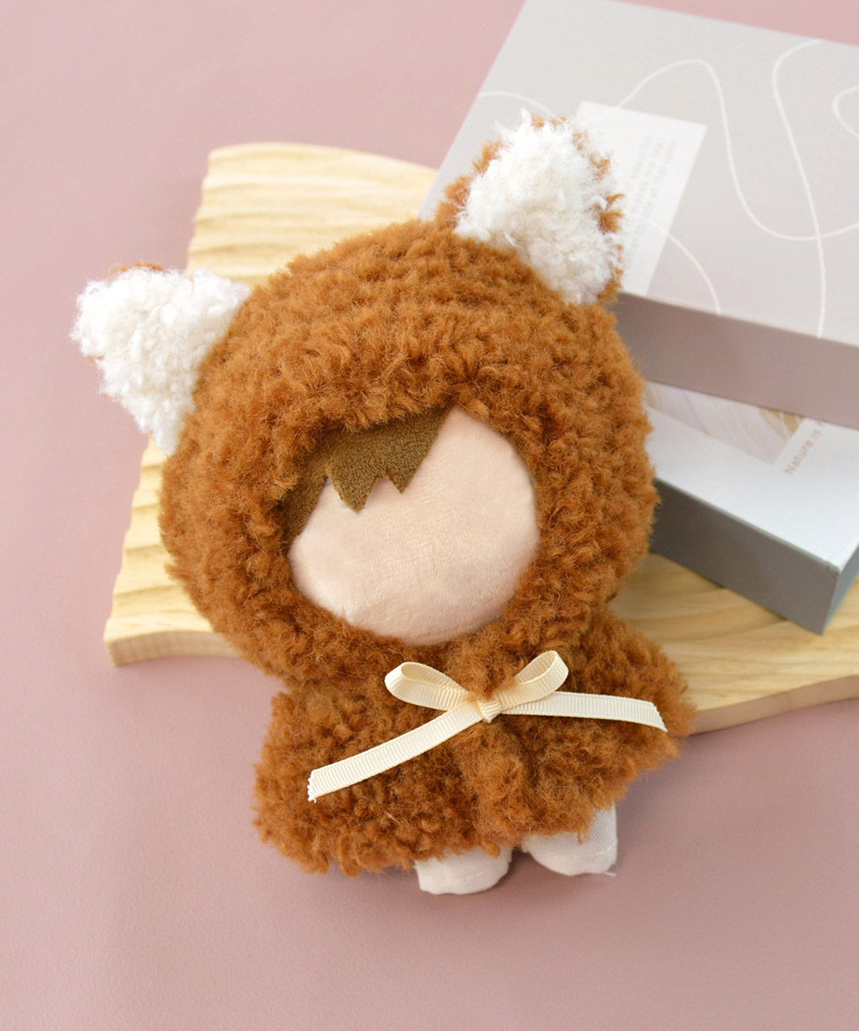 未使用に近い　匿名配送　ふあふあ　ぬいぐるみポンチョコート　ベージュ　ミルクティ アペルトワ ぬい服 ぬいポンチョ アニマル耳 クマ ベージュ