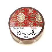 【新登場！安心の日本製！和紙マスキングテープ Kimono美シリーズ/金箔！】 牡丹 15mm