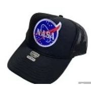 アメカジメッシュキャップ　ワッペン付CAP　NASA 　ミートボール　オールブラック&オールホワイト